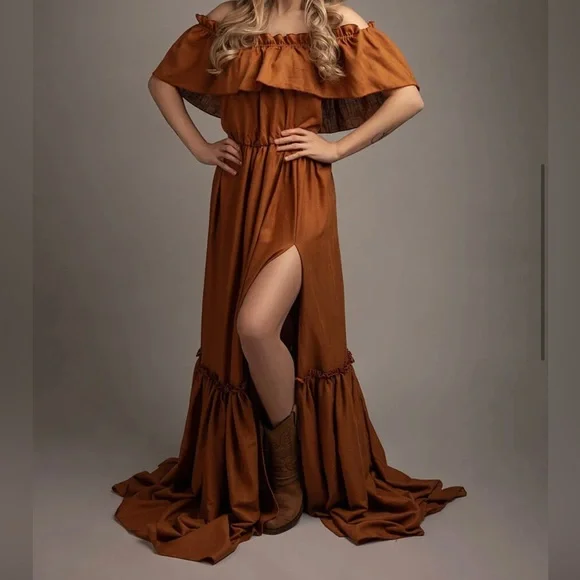 rust boho maxi dress Baltic Born Womens Summerlin Lace Top Maxi Dress | Rust main image 0
